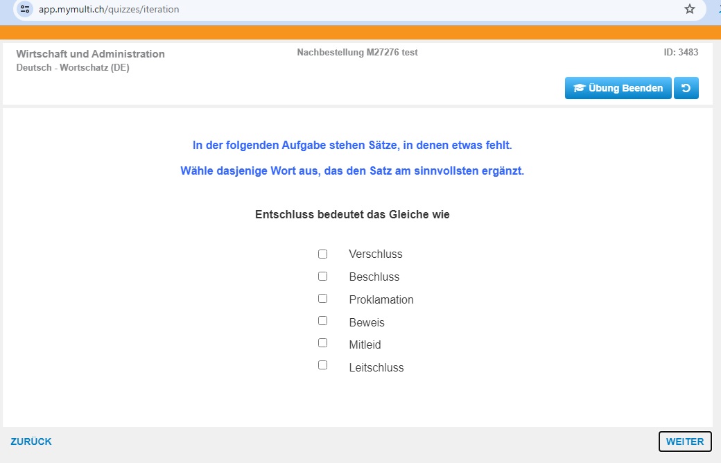 Mymulti Trainingsbereich (Pharma und Chemie)